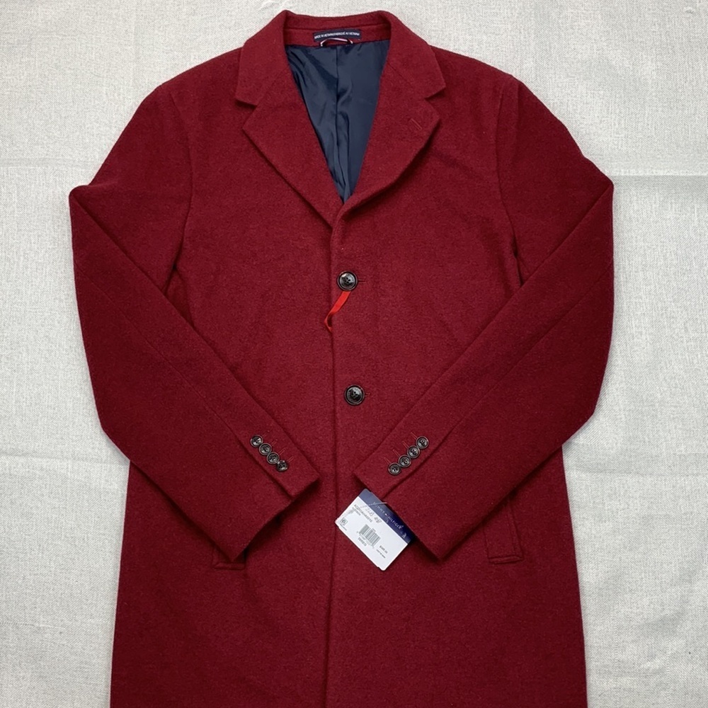 Tommy Hilfiger Men's Addison Wool-Blend Trim Fit Overcoat Size 38R